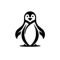 Minimalist black and white penguin design symmetric, friendly, standing, and emblematic on a white backdrop. vector