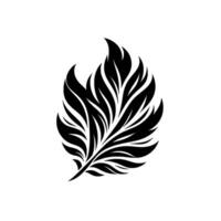 A stylized black feather illustration with a detailed pattern set against a clean white backdrop, conveying elegance and simplicity. vector