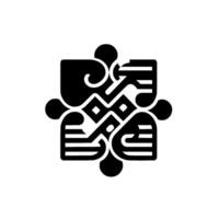 Intricate black and white abstract puzzle, with a symmetrical of stylized organic and geometric forms on white background. vector