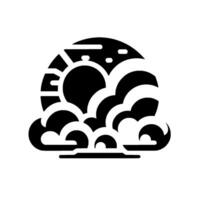 Illustration of a stylized black and white sunset behind a cloud formation. vector