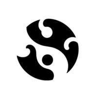Monochromatic yinyang fusion a stylized, abstract of balance, harmony, and dualism expressed in swirling shapes and curves. vector