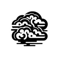 Abstract black and white cloud formation stylized with swirls, lines, and a simple palette for a modern aesthetic. vector