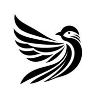 Minimalist black and white bird logo a stylized bird with open wings, perfect for a brand identity, on a clean white background. vector