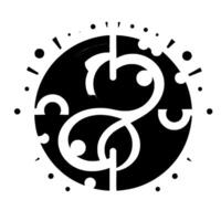 Abstract black and white circular composition with s shape, dots, and decorative elements, isolated on white background vector