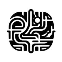 Abstract minimalist black and white circular with flowing lines, curves, and geometric shapes suggesting interconnectedness. vector