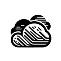 Minimalist black cloud illustration with parallel lines and dots, representing data or network concepts, on a white background. vector