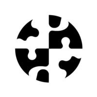 Abstract monochrome puzzle circle. four interconnected pieces create a complete design, representing unity and complexity. vector