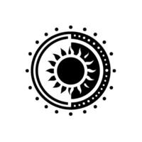 Black and white yinyang symbolic sun and moon with a dotted circular border representing day and night. vector
