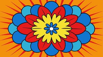 Vibrant Pop Art Floral Explosion Seamless Design with and Colorful Flowers in a Funky Retro Style for Fashion Print and Decorative Patterns vector