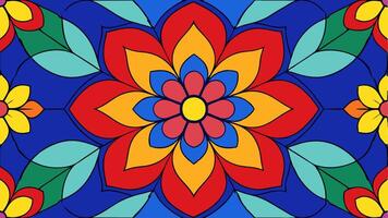 Rainbow Glass Stained Floral Design with a Colorful Artistic Pattern Seamless Background vector
