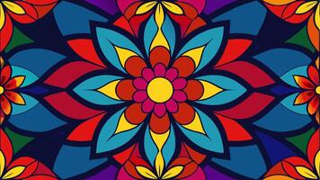Rainbow Glass Stained Floral Design with Colorful Artistic Pattern Seamless Background vector