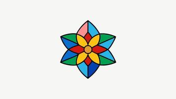Rainbow Glass Stained Floral Design with a Colorful Artistic Pattern vector