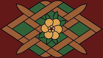 Elegant Floral Tapestry with Ornamental Woven Textile Pattern 1 vector