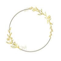 Sparkling Gold and Flower Circle Frame vector