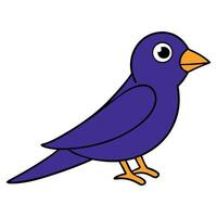 Vibrant Cartoon Bird with Purple Feathers and Yellow Beak in Simple Design vector