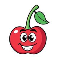 Cartoon Cherry Character with Smiling Face and Large Eyes vector