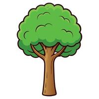 Cartoon Tree with Bright Green Foliage and Simple Brown Trunk in Playful Minimalist Style vector