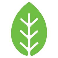Bright Green Leaf Icon with Simplified Veins and Vibrant Lime Green Color vector