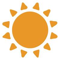 Bright Yellow Sun Icon with Simplified Geometric Design and Radiant Rays vector