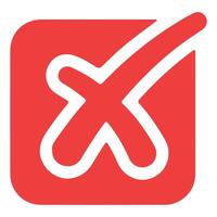 Red Square Background with White Curved Checkmark Minimalist Logo Design vector
