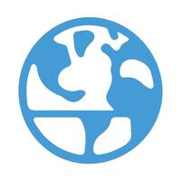 Blue and White Stylized Globe Icon with Simplified Earth Continents in Minimalist Flat Design vector