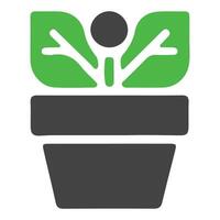 Minimalist Plant Icon with Geometric Shape and Black Green Color Scheme vector