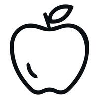 Simple Black Line Drawing Apple Icon Minimalist Design with Single Leaf vector