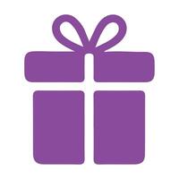 Purple Gift Box Icon with Vibrant Magenta Color Simple Geometric Design vector