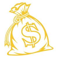 Cartoon Money Bag with Dollar Sign in Gold Sketch Style vector