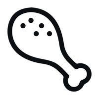 Simple Chicken Leg Drumstick Icon Black and White Minimalist Design vector