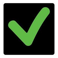 Neon Green Checkmark Icon on Black Background with Minimalist Design vector