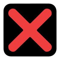 Red X Symbol Bold Graphic Design on Black Background Minimalist Icon vector
