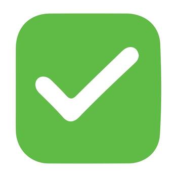 minimalista blanco marca de verificación icono con vibrante verde antecedentes para tarea terminación vector