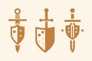Sword and shield emblem illustration design bundle vector