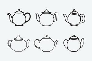 Minimalist teapot and outline teapot design vector