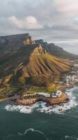 Cape town aerial view of table mountain and cape town photo
