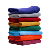 3D Neatly Folded Vibrant Towels Stack on Transparent Background png