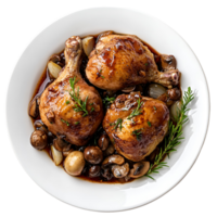 3D Savory Chicken And Mushrooms In Rich Sauce Transparent Background png