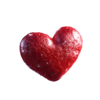 3D Red Heart Shaped Cake With Cream And Berries On Transparent Background png