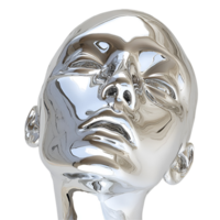 3D Silver Mannequin Face Model Display On Transparent Background png