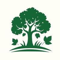 A green tree with leaves and grass on it vector