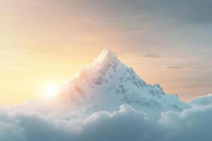 A mountain is seen in the sky with clouds photo