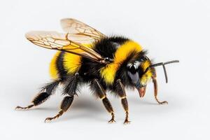 Unique bumblebee showcasing vivid colors and intricate details against a pristine white backdrop photo