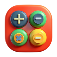 3D Calculator Buttons with Plus, Minus, Multiply - Educational Technology Conceptual Illustration png
