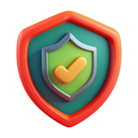 Secure Your Data with Realistic 3D Shield Security and Checkmark Icon png