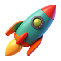 3D Space Rocket Flying Icon Isolated on Blank Background for Technology Concept Design png