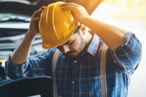 Handling mechanical failures with focus and determination in a service setting photo