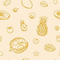 Hand drawn exotic fruits seamless pattern. Natural vegan food design for fabric, home textile, wrapping paper vector