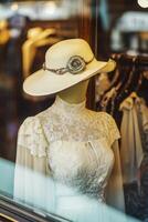 Vintage fashion displayed in a minimalist store setting with a retro flair and timeless elegance photo