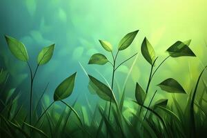 Studio background showcasing stylized foliage with detailed leaves and realistic lighting effects photo